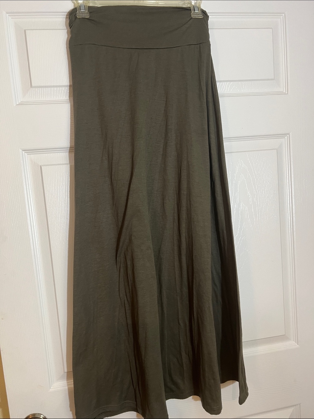 Women's Olive Maxi Skirt with Soft A-Line Drape